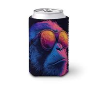 Funda enfriadora de latas de cerveza, diseño de mono de arte pop, colores neón para cubrir cerveza, enfriador de cerveza, soporte de bebidas aislado suave para fiestas, playa, eventos, hogar