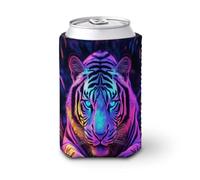 Funda enfriadora de latas de cerveza, diseño de tigre de neón en la selva oscura, enfriador de cerveza, soporte de bebidas aislado suave para fiestas, playa, eventos, hogar