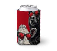 Funda enfriadora de latas de cerveza, diseño de toro y oso con gafas de sol rojas, puede cubrir el enfriador de cerveza, soporte de bebidas aislado suave para fiestas, playa, eventos, hogar