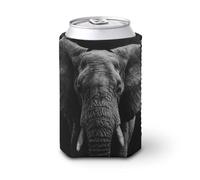 Funda enfriadora de latas de cerveza, elefante negro y blanco, enfriador de cerveza, soporte de bebidas aislado suave para fiestas, playa, eventos, hogar