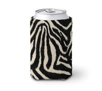 Funda enfriadora de latas de cerveza, estampado de cebra negra y beige, enfriador de cerveza, soporte de bebidas aislado suave para fiestas, playa, eventos, hogar