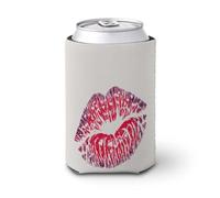 Funda enfriadora de latas de cerveza, estampado de un solo beso con patrón de San Valentín, puede cubrir el enfriador de cerveza, soporte de bebidas aislado suave para fiestas, playa, eventos, hogar