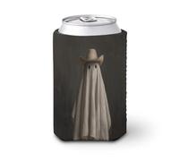 Funda enfriadora de latas de cerveza, fantasma con sombrero de vaquero, botas vintage, enfriador de cerveza, soporte de bebidas aislado suave para fiestas, playa, eventos, hogar