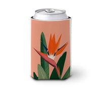 Funda enfriadora de latas de cerveza, flor de ave del paraíso con pétalos de naranja, cubierta para latas de cerveza, enfriador de cerveza, soporte de bebidas aislado suave para fiestas, playa