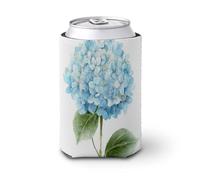 Funda enfriadora de latas de cerveza, flor de hortensia en azul claro, enfriador de cerveza, soporte de bebidas aislado suave para fiestas, playa, eventos, hogar