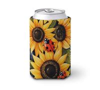 Funda enfriadora de latas de cerveza, girasoles de jardín, flores amarillas grandes, enfriador de cerveza, soporte de bebidas aislado suave para fiestas, playa, eventos, hogar
