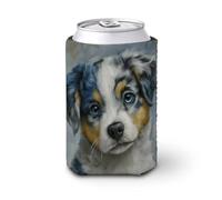 Funda enfriadora de latas de cerveza, lindo perro pastor, enfriador de cerveza, soporte de bebidas aislado suave para fiestas, playa, eventos, hogar