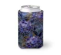 Funda enfriadora de latas de cerveza, lujosa vitral floral de hortensias, enfriador de cerveza, soporte de bebidas aislado suave para fiestas, playa, eventos, hogar