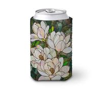 Funda enfriadora de latas de cerveza, magnolias de vidrieras con hojas verdes para cubrir cerveza, enfriador de cerveza, soporte de bebidas aislado suave para fiestas, playa, eventos, hogar
