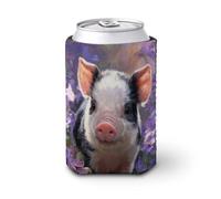 Funda enfriadora de latas de cerveza, Piglet in The Purple Flowers Can Cover Beer Cooler Soft Insulated Beverage Holder for Party Beach Event Home