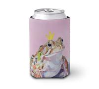 Funda enfriadora de latas de cerveza, rana con corona amarilla, enfriador de cerveza, soporte de bebidas aislado suave para fiestas, playa, eventos, hogar