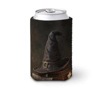 Funda enfriadora de latas de cerveza, sombrero de bruja en la parte superior de los libros, enfriador de cerveza, soporte de bebidas aislado suave para fiestas, playa, eventos, hogar