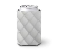 Funda enfriadora de latas de cerveza, textura de cuero blanco, cubierta de lata de diamante, enfriador de cerveza, soporte de bebidas aislado suave para fiestas, playa, eventos, hogar