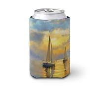 Funda enfriadora de latas de cerveza, veleros navegando en aguas tranquilas, enfriador de cerveza, soporte de bebidas aislado suave para fiestas, playa, eventos, hogar