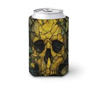 Funda enfriadora de latas de cerveza, vitral de calavera con diseño de calavera, enfriador de cerveza, soporte de bebidas aislado suave para fiestas, playa, eventos, hogar