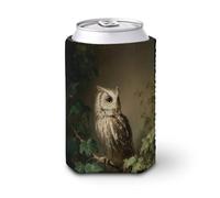 Funda enfriadora de latas de cerveza, Wise Owl Within A Moonlit Woodland Grove puede cubrir la lata enfriador de cerveza, soporte de bebidas aislado suave para fiestas, playa, eventos, hogar