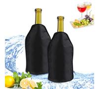 Funda enfriadora de vino con protector de enfriamiento instantáneo y mantiene tu bebida fría, mantiene fresca y fría, vino champán (negro)
