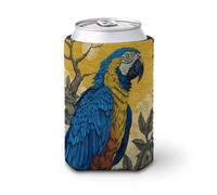 Funda enfriadora para latas de cerveza, majestuoso azul y amarillo, loro vintage, enfriador de cerveza, soporte de bebidas aislado suave para fiestas, playa, eventos, hogar