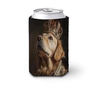 Funda enfriadora para latas de cerveza, perro Golden Retriever con una corona, enfriador de cerveza, soporte de bebidas aislado suave para fiestas, playa, eventos, hogar