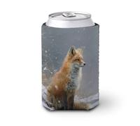 Funda enfriadora para latas de cerveza, Red Fox Sits by The River, enfriador de cerveza, soporte de bebidas aislado suave para fiestas, playa, eventos, hogar