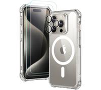 Funda ESR para iPhone 15 Pro Max compatible con MagSafe. Incluye 2 protectores de pantalla y un protector de lente. Esquinas Air Guard. Parte tra