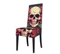 Funda extraíble para silla de comedor HJFCZH Day of the Dead Sugar Roses Skull Prints suave y cómoda, protege sillas para sala de estar, mesa de comedor y cocina