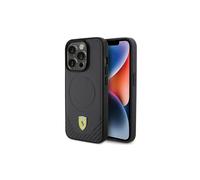 Funda Ferrari Carbon Metal con logotipo y MagSafe para iPhone 15 Pro de 6,1", color negro - FEHMP15LPTEK