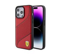 Funda Ferrari Ondas Perforadas Metal Logo Rojo - iPhone 15 Pro Max