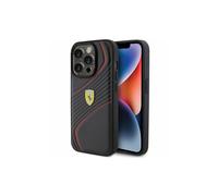 Funda Ferrari Twist Metal Logo para iPhone 15 Pro de 6,1", color negro - FEHCP15LPTWK