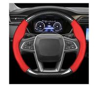 Funda Fina Volante Sin Olor Compatible para Ford F150 6.2 SVT para Raptor SuperCab 2011 2014 2009 para Harley 2012 2010 para SuperCrew 2011 2013 Funda Volante(Red-Round Shape)