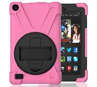 Funda Fire 7 2015 Híbrido Tres Capas Funda Carcasa con Correa de Mano y 360 Rotación Kickstand para Fire 7 Inch Tablet (5th Generation, 2015 Releas) (Polvo)
