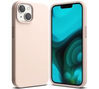 Funda flexible de silicona para iPhone 14 Plus de 6,7 pulgadas, color rosa arena.