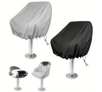 Funda for asiento de barco, 2 uds., tela Oxford impermeable, cubierta protectora plegable for exteriores, funda for silla resistente al polvo marino(Black+Silver)