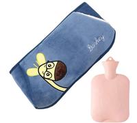 Funda for botella de agua caliente con dibujos animados, bolsa de felpa cálida, cubre bolsa de agua caliente, cinturón, botella de agua de 1000ml, funda Universal for bolsa caliente (Color : Dark Blu