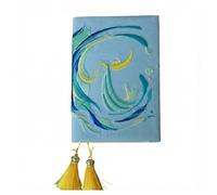 Funda for libro A5, funda ajustable for con cuaderno adicional, bíblica bordado de paisaje(Blue RULED)