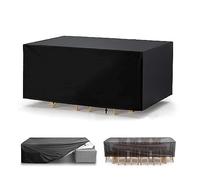 Funda for muebles de patio exterior, 460 x 100 95 cm, resistente, color negro, tela Oxford 600D, impermeable, al viento y a los rayos UV, for mesa jardín grande, cúbica o rectangular(480x400x100cm)