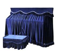 Funda for Piano, funda completa de tela terciopelo dorado, for eléctrico, for taburete, juego grueso dos piezas Para Proteger El Piano(Blue,Double Stool Set)