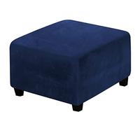 Funda for reposapiés de Terciopelo, Funda for reposapiés Cuadrada elástica, sofá otomana Gruesa y cálida Sala de Estar y Dormitorio(Bleu Marine,L)