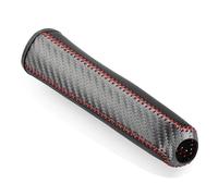 Funda Freno Mano Coche Accesorios for coche, funda protectora de mano, cubierta agarre freno cuero PU fibra carbono(Red)