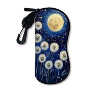 Funda Gafas De Sol,Cielo Nocturno Con Diente De León, Luna Y Estrellas Estuche Para Gafas Universal Unisex,Anteojos Funda Para Viaje Trabajo Hombres 17X8X3.6Cm