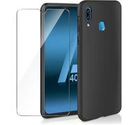 Funda Galaxy A40 y 2 protectores de pantalla - Silicona - Negro - Reacondicionado -