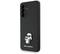 Funda Galaxy A56 Karl Lagerfeld Cuero Sintético Rayado Negro Figuras Logo Metal