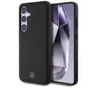 Funda Galaxy S25 Mercedes Cuero Verdadero Negro Rayas Magsafe Logo Estrella