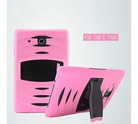Funda Galaxy Tab E 9.6 Híbrido Tres Capas PC + Silicona Funda Carcasa a Prueba de Golpes Kickstand Robusto Defender Cover para Samsung Galaxy Tab E 9.6 Inch (SM-T560/SM-T561) (Rosa)