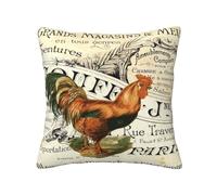 Funda Gallo De Madera Rústica Estilo Campestre Francés Antiguo Moderna Protector Almohada Suave Fundas Cojín para Dormitorio Sofá Patio 45X45Cm