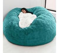 Funda gigante de piel sintética para silla de puf para adultos y niños, suave y esponjosa, funda de sofá cama, redonda de 5 pies