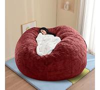 Funda gigante para puf de 7 pies, 6 pies, 5 pies, lavable, tamaño jumbo, con funda de piel sintética, tumbona grande para dormitorio y familia, no incluye relleno