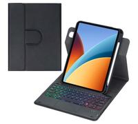 Funda giratoria de 360 grados con teclado Bluetooth para Redmi Pad2 9.7 pulgadas 4G / Redmi Pad2 SE 4G / Xiaomi Poco Pad C1 - Teclado retroiluminado desmontable - Ratón TrackPad - Soporte giratorio