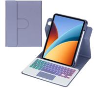 Funda giratoria de 360 grados con teclado Bluetooth para Redmi Pad2 9.7 pulgadas 4G / Redmi Pad2 SE 4G / Xiaomi Poco Pad C1 - Teclado retroiluminado desmontable - Ratón TrackPad - Soporte giratorio