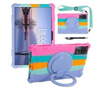 Funda Giratoria Retro Universal para Tablet De 11 Pulgadas Compatible con DOOGEE T30 Pro /T30S/T30E/T30SE, Blackview Tab 90 WiFi/Tab9 WiFi, TECLAST P50/T50HD, OUKITEL OT8/OT11 (Colorido Rosa)